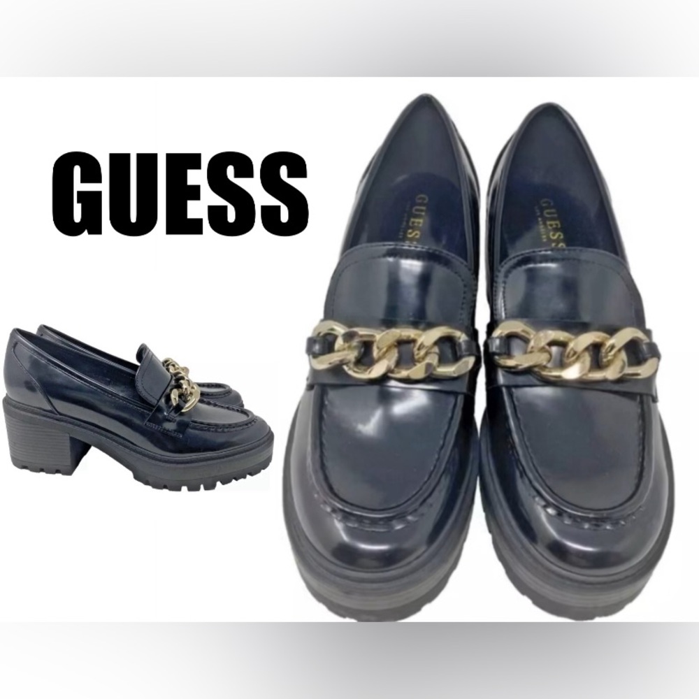 GUESS Women's Hillford Lug Sole Loafers Chunky Platform size 10 BLACK